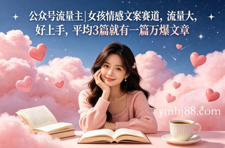 公众号流量主女孩情感文案赛道，流量大，好上手，平均3篇就有一篇万爆文章-扬明网创