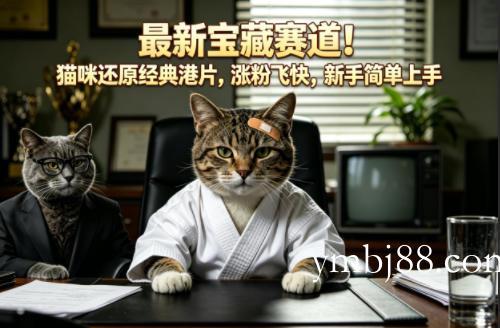 最新宝藏赛道!猫咪还原经典港片,涨粉飞快,新手简单上手