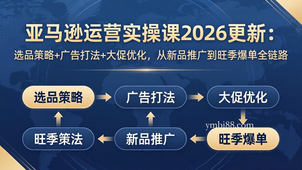 亚马逊运营实操课2026更新：选品策略+广告打法+大促优化，从新品推广到旺季爆单全链路-扬明网创