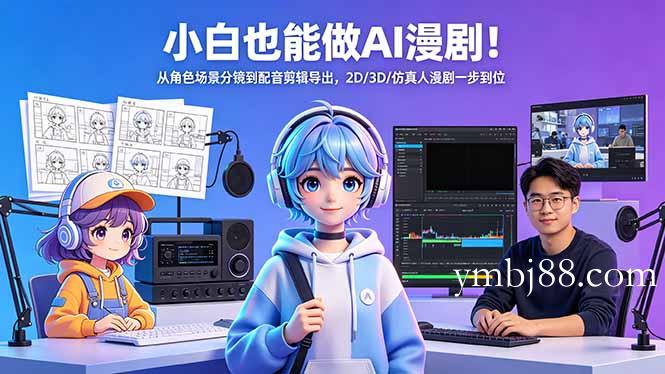 小白也能做AI漫剧!从角色场景分镜到配音剪辑导出,2D/3D/仿真人漫剧一步到位-扬明网创