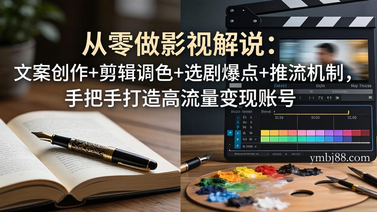 从零做影视解说:文案创作+剪辑调色+选剧爆点+推流机制,手把手打造高流量变现账号-扬明网创