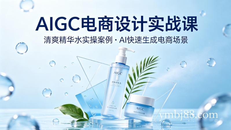 AIGC电商设计实战课，以清爽精华水为实操案例，教你用AI快速生成电商场景-扬明网创