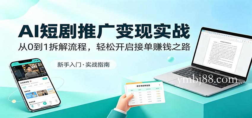 AI短剧推广变现实战:从0到1拆解流程,轻松开启接单赚钱之路-扬明网创