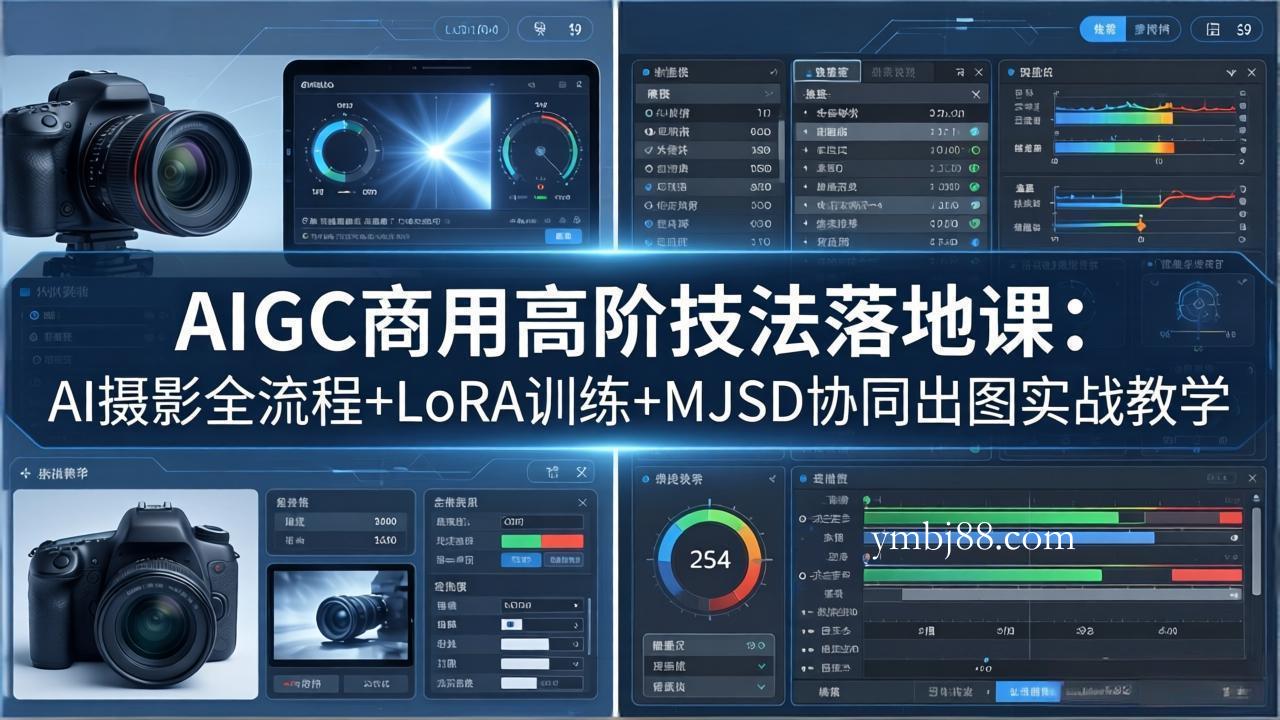 AIGC商用高阶技法落地课:AI摄影全流程+LoRA训练+MJSD协同出图实战教学-扬明网创